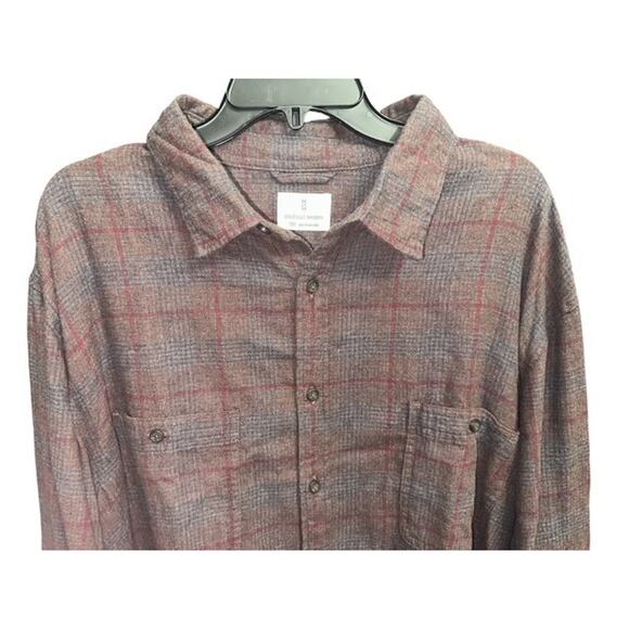 Mutual Weave 2XLT Shirt Lightweight Flannel Plum Onyx Gray Check Plaid Pocket - Picture 3 of 6
